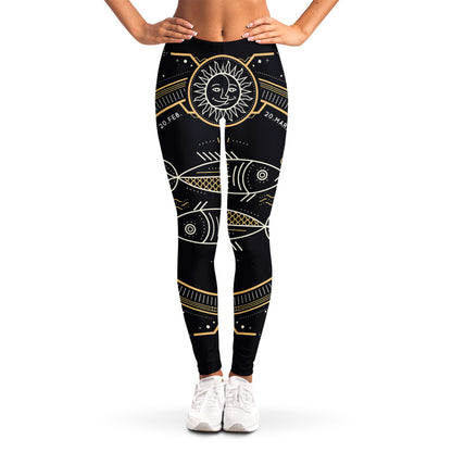 Vintage Pisces Zodiac Sign Print Women's Leggings