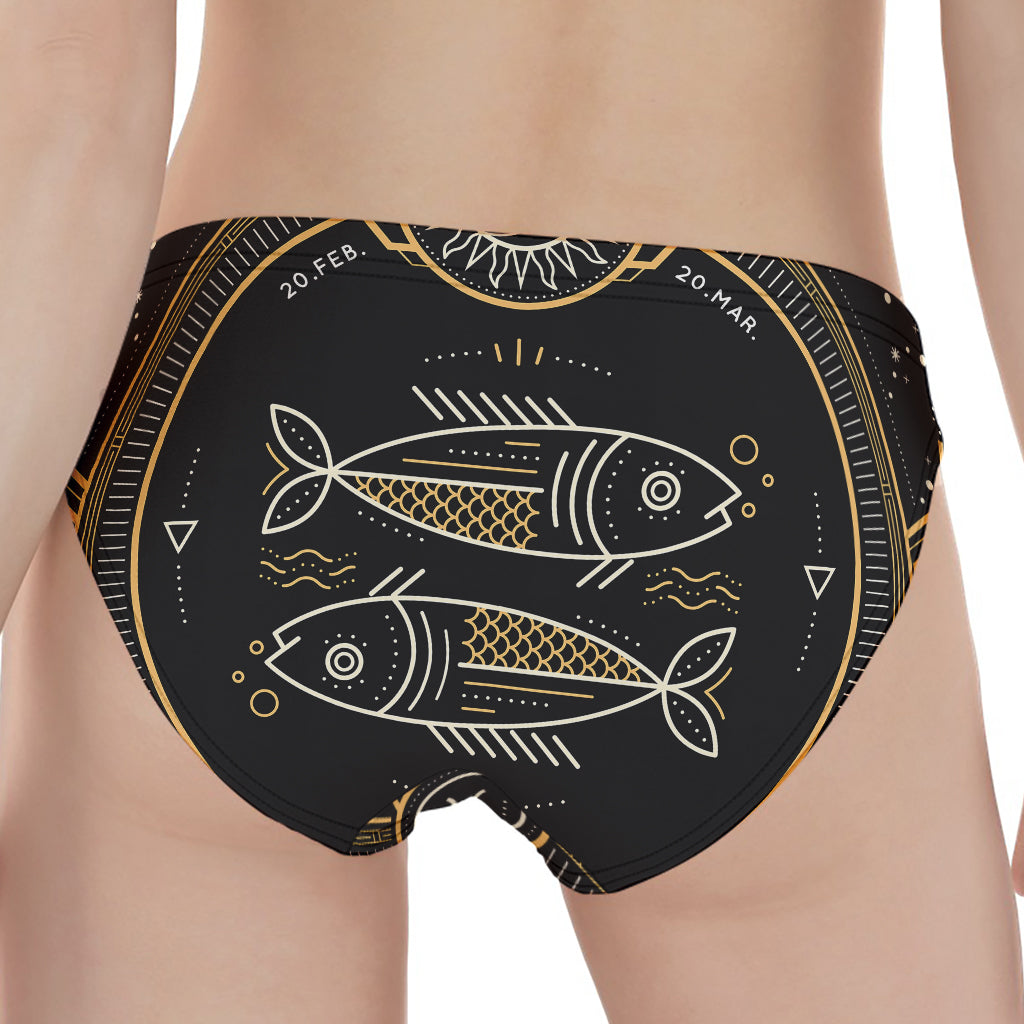 Vintage Pisces Zodiac Sign Print Women's Panties