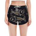 Vintage Pisces Zodiac Sign Print Women's Split Running Shorts