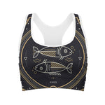 Vintage Pisces Zodiac Sign Print Women's Sports Bra