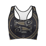 Vintage Pisces Zodiac Sign Print Women's Sports Bra