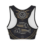 Vintage Pisces Zodiac Sign Print Women's Sports Bra