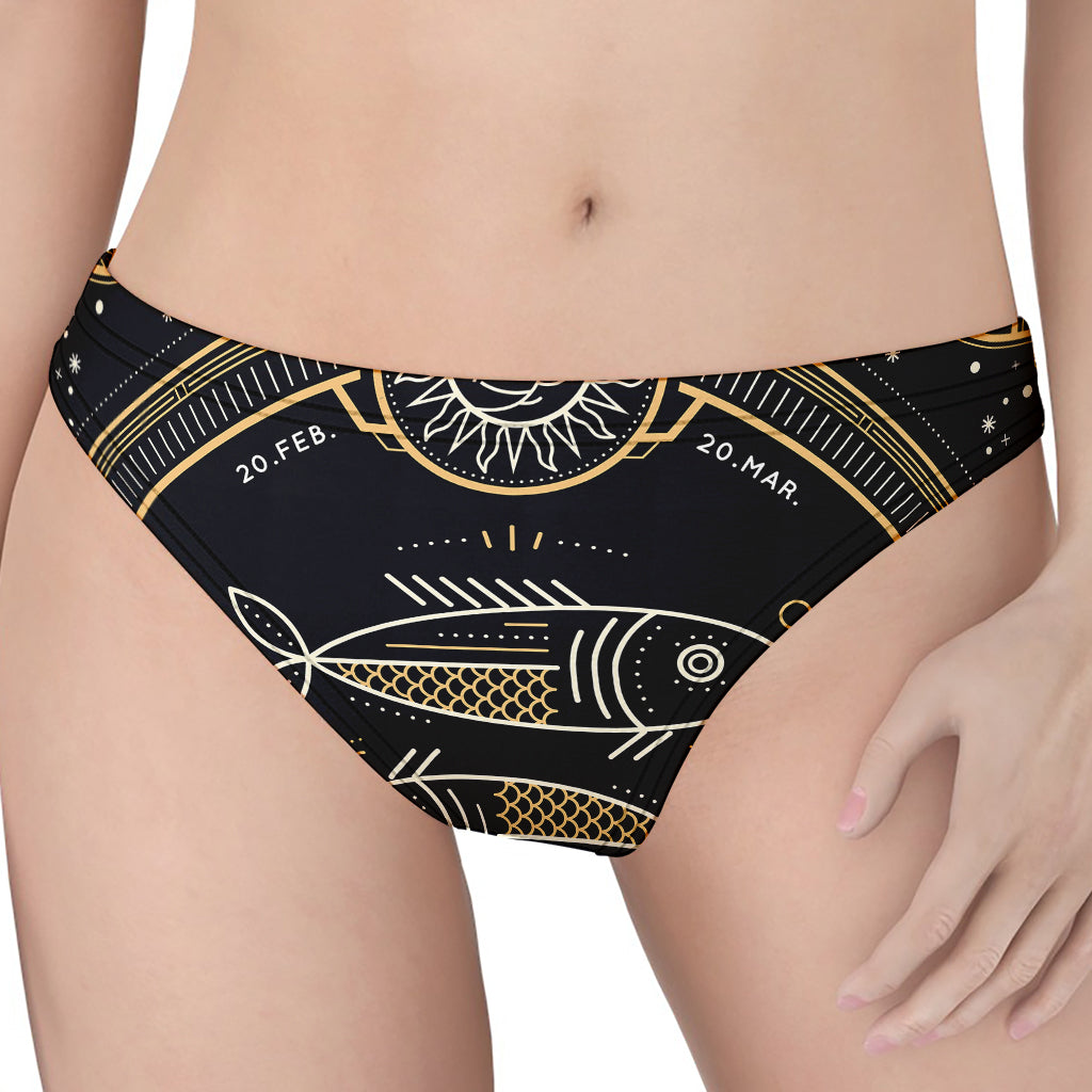 Vintage Pisces Zodiac Sign Print Women's Thong