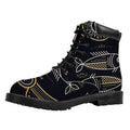 Vintage Pisces Zodiac Sign Print Padded Collar Lace Up Boots