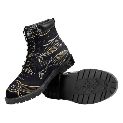 Vintage Pisces Zodiac Sign Print Work Boots