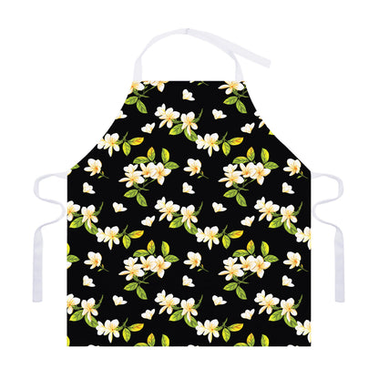 Vintage Plumeria Flower Pattern Print Adjustable Apron
