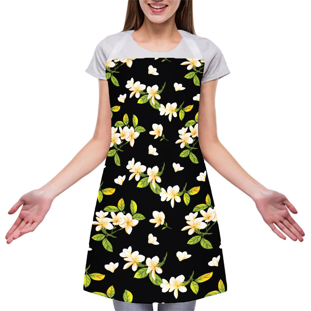 Vintage Plumeria Flower Pattern Print Adjustable Apron