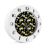Vintage Plumeria Flower Pattern Print Alarm Clock