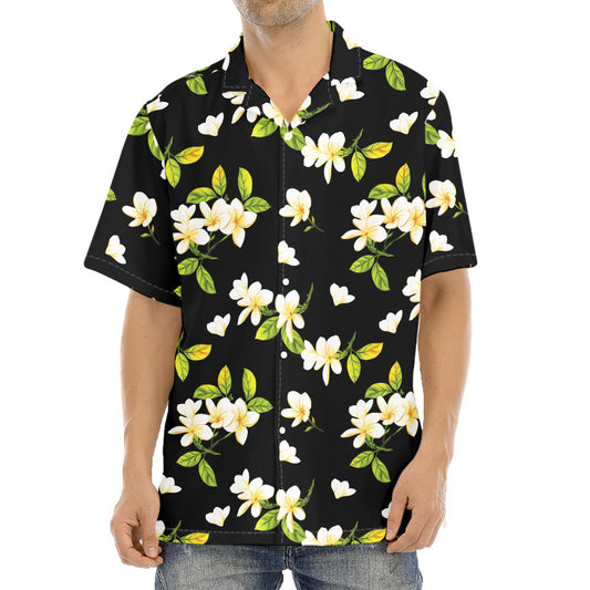 Vintage Plumeria Flower Pattern Print Aloha Shirt