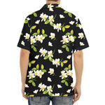 Vintage Plumeria Flower Pattern Print Aloha Shirt