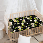 Vintage Plumeria Flower Pattern Print Baby Crib Sheet