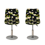Vintage Plumeria Flower Pattern Print Bar Stool Covers