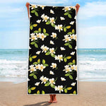 Vintage Plumeria Flower Pattern Print Beach Towel