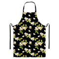 Vintage Plumeria Flower Pattern Print Bib Apron With Pocket