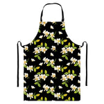 Vintage Plumeria Flower Pattern Print Bib Apron With Pocket