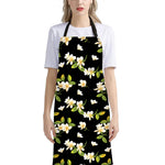 Vintage Plumeria Flower Pattern Print Bib Apron With Pocket