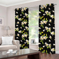 Vintage Plumeria Flower Pattern Print Dimout Grommet Curtains