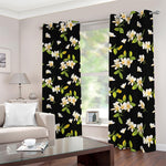 Vintage Plumeria Flower Pattern Print Blackout Grommet Curtains