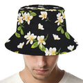 Vintage Plumeria Flower Pattern Print Bucket Hat