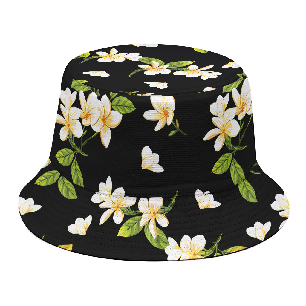 Vintage Plumeria Flower Pattern Print Bucket Hat