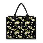 Vintage Plumeria Flower Pattern Print Canvas Tote Bag