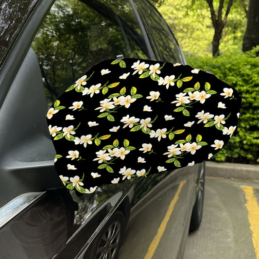 Vintage Plumeria Flower Pattern Print Car Side Mirror Covers