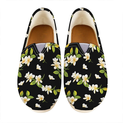 Vintage Plumeria Flower Pattern Print Casual Shoes