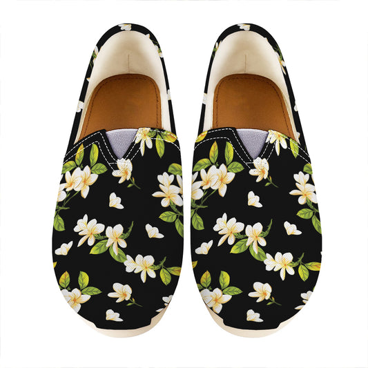 Vintage Plumeria Flower Pattern Print Casual Shoes