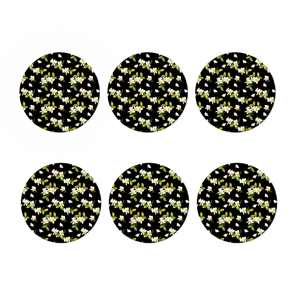 Vintage Plumeria Flower Pattern Print Coaster Set