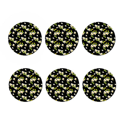 Vintage Plumeria Flower Pattern Print Coaster Set