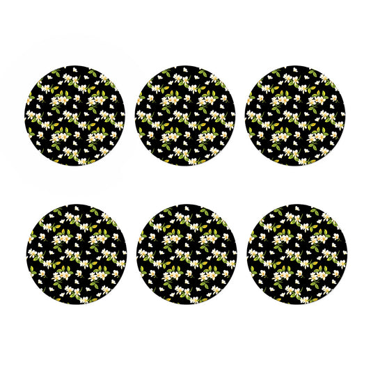 Vintage Plumeria Flower Pattern Print Coaster Set