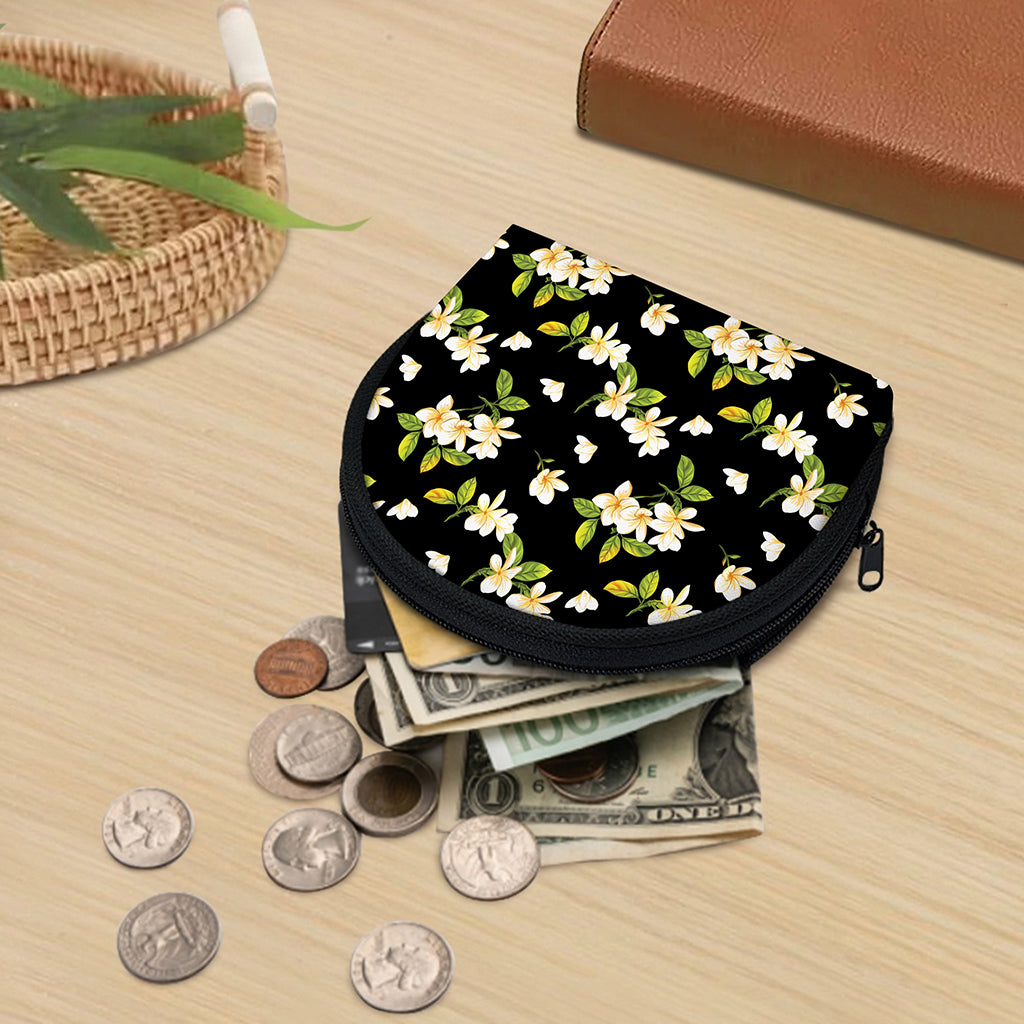 Vintage Plumeria Flower Pattern Print Coin Purse