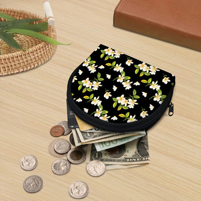 Vintage Plumeria Flower Pattern Print Coin Purse
