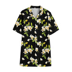 Vintage Plumeria Flower Pattern Print Cotton Hawaiian Shirt