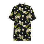 Vintage Plumeria Flower Pattern Print Cotton Hawaiian Shirt