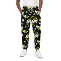Vintage Plumeria Flower Pattern Print Cotton Sweatpants