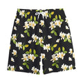 Vintage Plumeria Flower Pattern Print Cotton Shorts