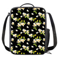 Vintage Plumeria Flower Pattern Print Crossbody Lunch Bag