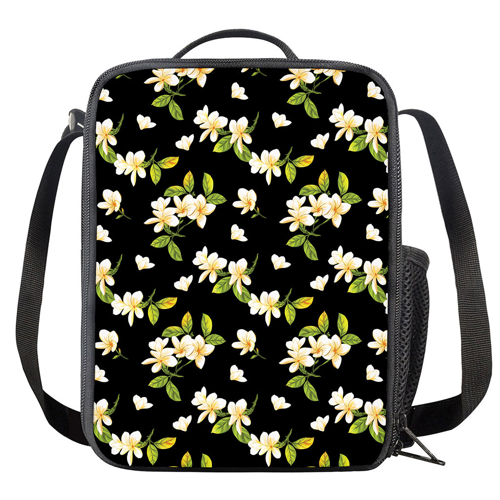 Vintage Plumeria Flower Pattern Print Crossbody Lunch Bag