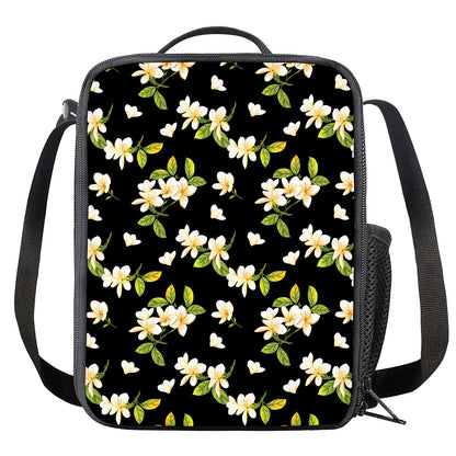Vintage Plumeria Flower Pattern Print Crossbody Lunch Bag