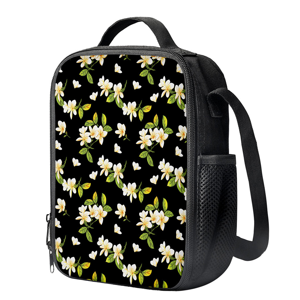 Vintage Plumeria Flower Pattern Print Crossbody Lunch Bag