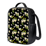 Vintage Plumeria Flower Pattern Print Crossbody Lunch Bag