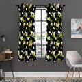Vintage Plumeria Flower Pattern Print Grommet Curtain Panels