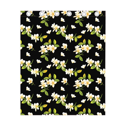 Vintage Plumeria Flower Pattern Print Curtain