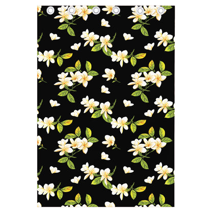 Vintage Plumeria Flower Pattern Print Curtain