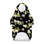 Vintage Plumeria Flower Pattern Print Dog Zip Up Hoodie