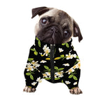 Vintage Plumeria Flower Pattern Print Dog Zip Up Jacket