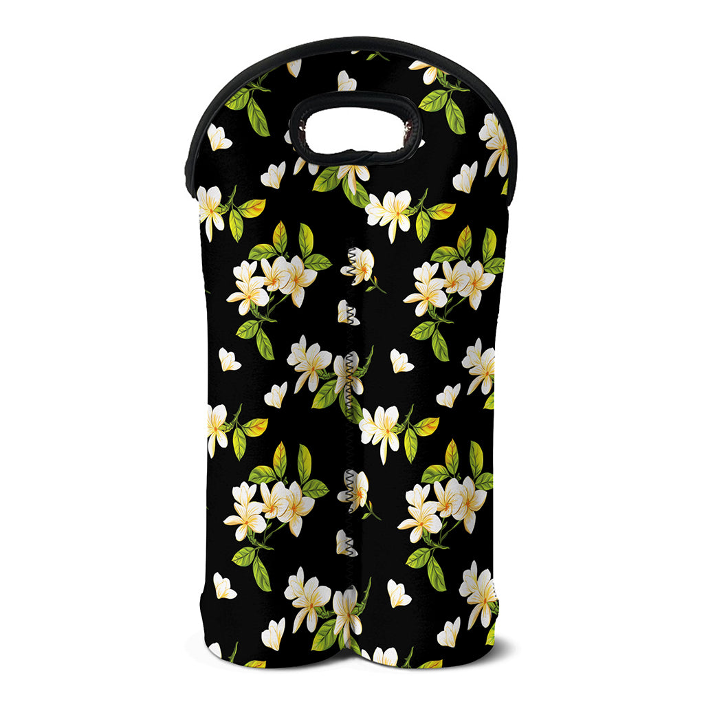 Vintage Plumeria Flower Pattern Print Double Neoprene Wine Tote