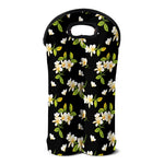 Vintage Plumeria Flower Pattern Print Double Neoprene Wine Tote
