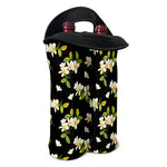 Vintage Plumeria Flower Pattern Print Double Neoprene Wine Tote